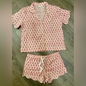 Mark & Graham Pink Block Floral Women's Pajama Set